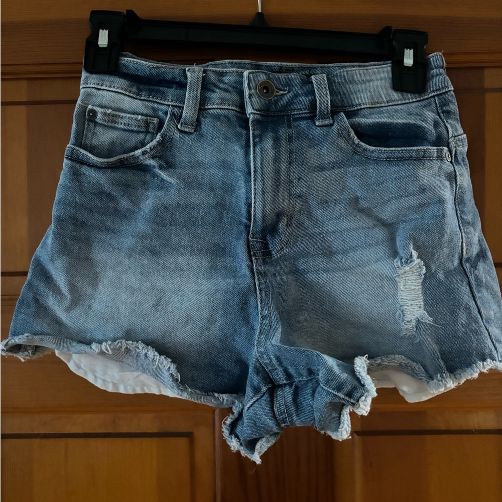 Kendall & Kylie Blue Jean Shorts Distressed High-Waisted